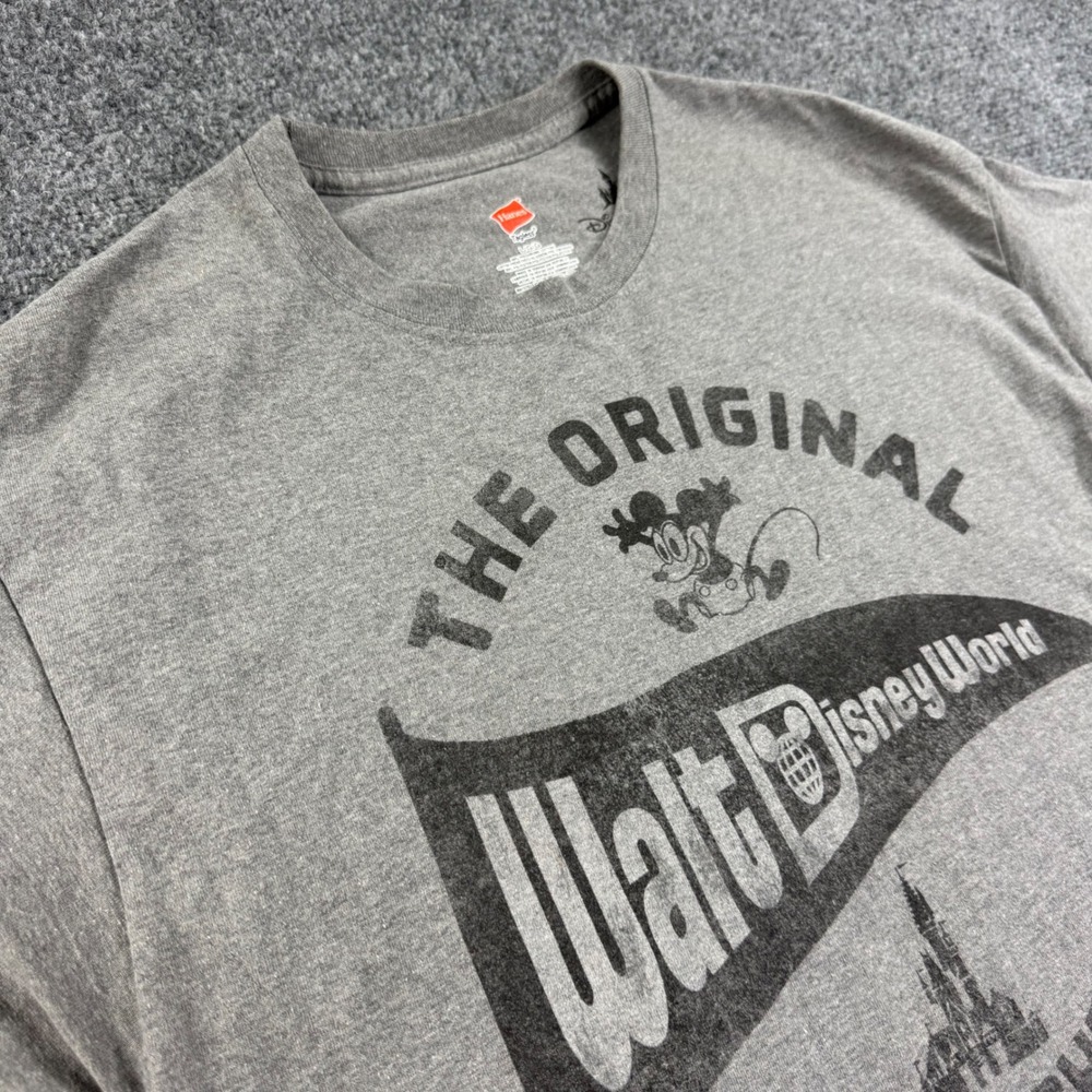 Disney Parks Hanes T-Shirt Large Gray Walt Disney World Mickey Mouse Mens